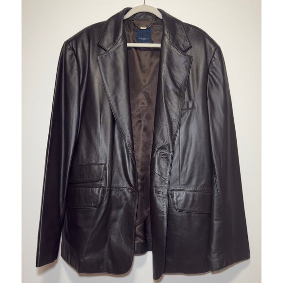 TED BAKER LONDON Leather Blazer Modern Dapper Old Money Sartorial Flair Size 66 - Picture 1 of 4